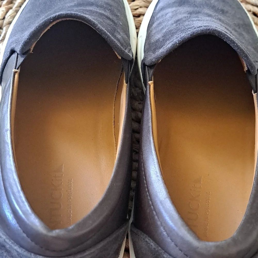 UNTUCKit‎ Mens Brown Suede/Leather Slip-On Loafer Sneakers White Soles S-10.5